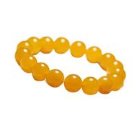 Natural 6/8/10/12mm Multicolor Round Gemstone Beads Elastic Bracelet 7.5''-Yellow Topaz-12mm