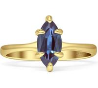 Natural 6X12 Mm Marquise Alexandrite Ring for Women 14K Yellow Gold Plated 925 Sterling Silver Wedding Engagement June Birthstone gift (X)