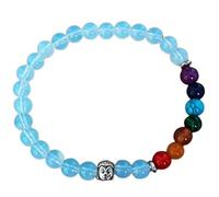 Natural 7 Chakra & Rainbow Moonstone 8mm Smooth Cut Beads Gemstone Stretch Bracelet Round Shape Stone Multi Color 7 Inch Wristband For Unisex Healing Meditation Prosperity Gift & Luck |L_STBC_00091_8