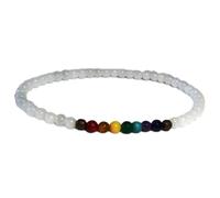 Natural 7 Chakra & White Jade 6mm Smooth Cut Beads Gemstone Stretch Bracelet Round Shape Stone Multi Color 7 Inch Stretchable Wristband For Unisex Healing Meditation Gift & Luck |L_STBC_00117_6.5