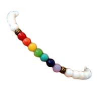 Natural 7 Chakra & White Jade 6mm Smooth Cut Beads Gemstone Stretch Bracelet Round Shape Stone Multi Color 7 Inch Stretchable Wristband For Unisex Healing Meditation Gift & Luck |L_STBC_00118_8