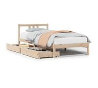 vidaXL Bed Frame Without Mattress 75X190 cm Small Single Solid Wood Pine, Brown