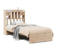 (natural, 75 x 190 cm) vidaXL Bookcase Bed without Mattress Bed Base Solid Wood Pine