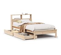 (natural, 75 x 190 cm) vidaXL Bookcase Bed without Mattress Bed Solid Wood Pine