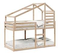 (natural, 75 x 190 cm) vidaXL Bunk Bed with Roof Bed Frame Kids Twin Sleeper 80x200cm Solid Wood Pine