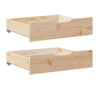 vidaXL Under-Bed Storage Drawers with Wheels - Solid Pine Wood - 2 Pack - Brown