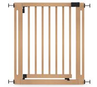Safetots Wooden Elegance Safety Gate, Natural, 79cm - 87cm, Pressure Fit, 57cm Extra Wide Doorway, One Piece Extra Wide Gate for Stairs, Hallways and Doors, Stylish Design Easy Installation