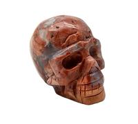 Natural 7 Red Agate Crystal Skull - Handcrafted Gemstone Art Sculpture for Home Décor, Meditation, Halloween, or Gift