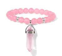 Natural 8 Mm Stone Beads Bracelets Women Jewelry Bracelets for Men Couples,21cm Household (Color : Pink Crystal, Size : 17cm)