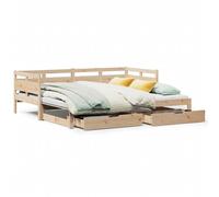 (natural, 80 x 200 cm) vidaXL Daybed with Trundle & Drawers Sofa Bed Solid Wood Pine