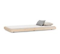 Bed Frame Solid Pine Wood Natural 80x200 cm Slatted Platform Single Rustic Style