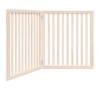 vidaXL Dog Gate Foldable - 2 Panels, Poplar Wood, 160 cm Total Length, Freestanding Pet Barrier for Small/Medium Dogs, Indoor Use, Brown