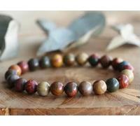 Natural 8mm Picasso Jasper Stone Bracelet Gemstone Stretch Bracelet Handmade