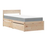 (natural, 90 x 190 cm) vidaXL Bed with Drawers and Mattress Home Bed Base Bedstead Solid Wood Pine