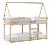 (natural, 90 x 190 cm) vidaXL Bunk Bed with Roof Children Bed Frame White 90x190 cm Solid Wood Pine