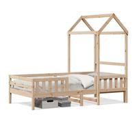 (natural, 90 x 200 cm) vidaXL Bed Frame with Roof Home Bed Base Mattress Foundation Solid Wood Pine