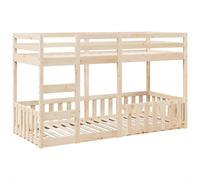 (natural, 90 x 200 cm) vidaXL Bunk Bed Loft Bed Kids Bed Frame Mattress Foundation Solid Wood Pine