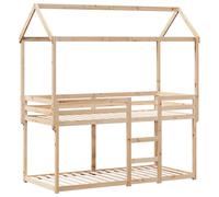 (natural, 90 x 200 cm) vidaXL Bunk Bed with Roof Bed Frame Kids Twin Sleeper 90x190cm Solid Wood Pine