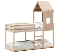 (natural, 90 x 200 cm) vidaXL Bunk Bed with Roof Children Bed Frame White 90x200 cm Solid Wood Pine