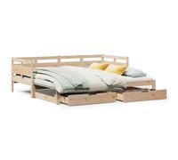 (natural, 90 x 200 cm) vidaXL Daybed with Trundle & Drawers Sofa Bed Solid Wood Pine