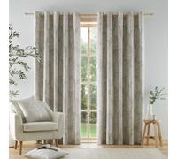 (Natural, 90 x 90 Inch) Catherine Lansfield Alder Trees 100% Cotton Lined Eyelet Curtains