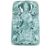 Natural A-goods Jade Blue Water Dragon Guanyin Pendant Necklacefor Women Yoga Genuine Jade
