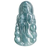 Natural A-goods Jade Blue Water Pure Bottle Guanyin Pendant Necklacefor Women Yoga Genuine Jade