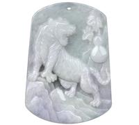 Natural A- Goods Jade Zodiac Tiger White Pendant Necklace (with Lanyard) for Women Genuine Jade