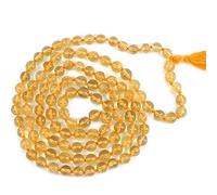 Natural AAA Citrine 108 Mala Necklace | Citrine Mala | 108 Prayer Beaded Mala Necklace | Hand Knotted Mala Bracelet | Japan Mala | 8 mm Beads | Meditation Tassel | Buddhist Mala, Citrine