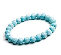Natural AAA Sky Larimar Bracelet Stretch Bracelet | 7-7.5” Length Larimar Bracelet Gemstone Bracelet | Unisex Bracelet | 6mm Round Shape Beads |Men Beaded Bracelet