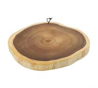 Natural Acacia Wood Cutting Board, Irregular Round Shape Serving Tray For Bread Fruit Cheese, Solid Construction No Glue Paint Wax, Thick 2.5cm Kitchen Chopping Block For Home Dining(Small 23-28 Cm)