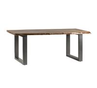 Natural Acacia Wood Large Live Edge Dining Table - Grey Metal Legs 200Cm