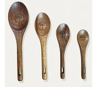 Natural Acacia Wood Measuring Spoons Set 4pcs Beech Wooden Scoops for Coffee Grounds Rice Flour Baking Tools Smooth Finish 15cm(Acacia Wood)