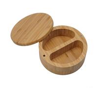 Natural Acacia Wood Spice Box with Rotating Lids | Wooden Salt and Pepper Container for Kitchen Counter | Condiment Storage Organizer for Home Dining | For Easy Clean Dry