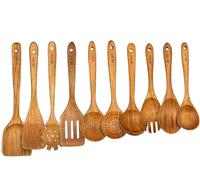 Natural Acacia Wooden Utensils Set - 10 Pack, Wooden Spoons, Spatula Set