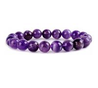 Natural African Amethyst 10mm Smooth Cut Beads Gemstone Stretch Bracelet Round Shape Stone Purple Color 7 Inch Stretchable Wristband For Unisex Healing Meditation Gift & Luck |L_STBC_00131_7.5