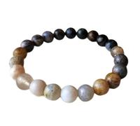Natural African Blood Agate 8mm Smooth Cut Beads Gemstone Stretch Bracelet Round Shape Stone Multi Color 7 Inch Stretchable Wristband For Unisex Healing Meditation Gift & Luck |L_STBC_00134_6.5