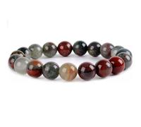 Natural African Bloodstone 12mm Smooth Cut Beads Gemstone Stretch Bracelet Round Shape Stone Multi Color 7 Inch Stretchable Wristband For Unisex Healing Meditation Gift & Luck |L_STBC_00139_6.5