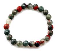 Natural African Bloodstone 8mm Smooth Cut Beads Gemstone Stretch Bracelet Round Shape Stone Multi Color 7 Inch Stretchable Wristband For Unisex Healing Meditation Gift & Luck |L_STBC_00142_6.5
