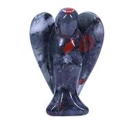 Natural African Bloodstone Gemstone Peace Angel Pocket Guardian Healing Statue 2 Inch