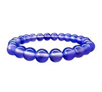 Natural African Lavender Chalcedony 8mm Smooth Cut Beads Gemstone Stretch Bracelet Round Shape Stone Lavender Color 7 Inch Wristband For Unisex Healing Meditation Gift & Luck |L_STBC_00157_6.5