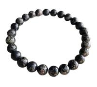 Natural African Sea Sediment Jasper 6mm Smooth Cut Beads Gemstone Stretch Bracelet Round Shape Stone Black Color 7 Inch Wristband For Unisex Healing Meditation Prosperity Gift & Luck |L_STBC_00161_7
