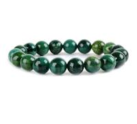 Natural African Serpentine 10mm Smooth Cut Beads Gemstone Stretch Bracelet Round Shape Stone Green Color 7 Inch Stretchable Wristband For Unisex Healing Meditation Gift & Luck |L_STBC_00162_6.5