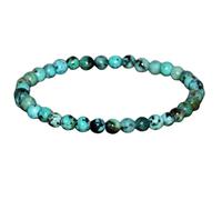 Natural African Turquoise 4mm Smooth Cut Beads Gemstone Stretch Bracelet Round Shape Stone Blue Color 7 Inch Stretchable Wristband For Unisex Healing Meditation Prosperity Gift & Luck |L_STBC_00187_7