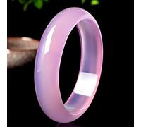 Natural Agate Bangle for Womens Pink Agate Ice Chalcedony Gemstone Bangle with Gift Box (Size : 54mm)