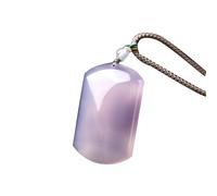Natural Agate Chalcedony Purple Ping an Plaque Pendant Necklace (with Lanyard) Jade