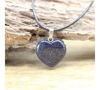 Natural Agates Turquoises Quartz Heart Shape Pendant Crystal Amethysts Gemstone Necklace Women Men Jewelry,Blue Goldstone
