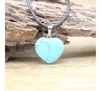 Natural Agates Turquoises Quartz Heart Shape Pendant Crystal Amethysts Gemstone Necklace Women Men Jewelry,Green Turquoise