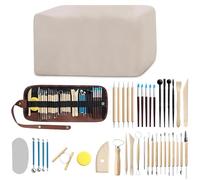 Natural Air Dry Clay Kit for Adults Include 4.5 kg Grey-Beige Pottery Clay with 40 Pottery Tools & Storage Bag, Modeling Clay Sculpting Tool Set for Beginner DIY Hand Making Craft Ceramics Project