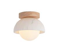 Natural Alabaster Ceiling Light Fixture, White Marble Flush Mount Ceiling Light, G9 Socket Hardwired Indoor Stone Close to Ceiling Lamp for Bedroom Kitchen Hallway Stairs Balcony, JYLSSKUK